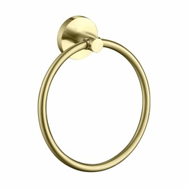 KIBI Circular Bath Hand Towel Ring, Modern Bathroom Towel Holder, Solid Brass Wall Mounted Bathroom Towel Ring (Brushed Gold) (KBA1406)
