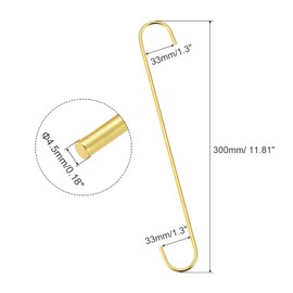 uxcell S Hanging Hooks, 12inch/300mm Extra Long Steel Hanger, Indoor Outdoor Uses for Garden, Bathroom, Closet, Workshop, Kitchen, Gold Tone, 6Pcs