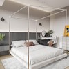 Stainless Steel Canopy Bed Frame Twin Size, Sturdy Post Poles