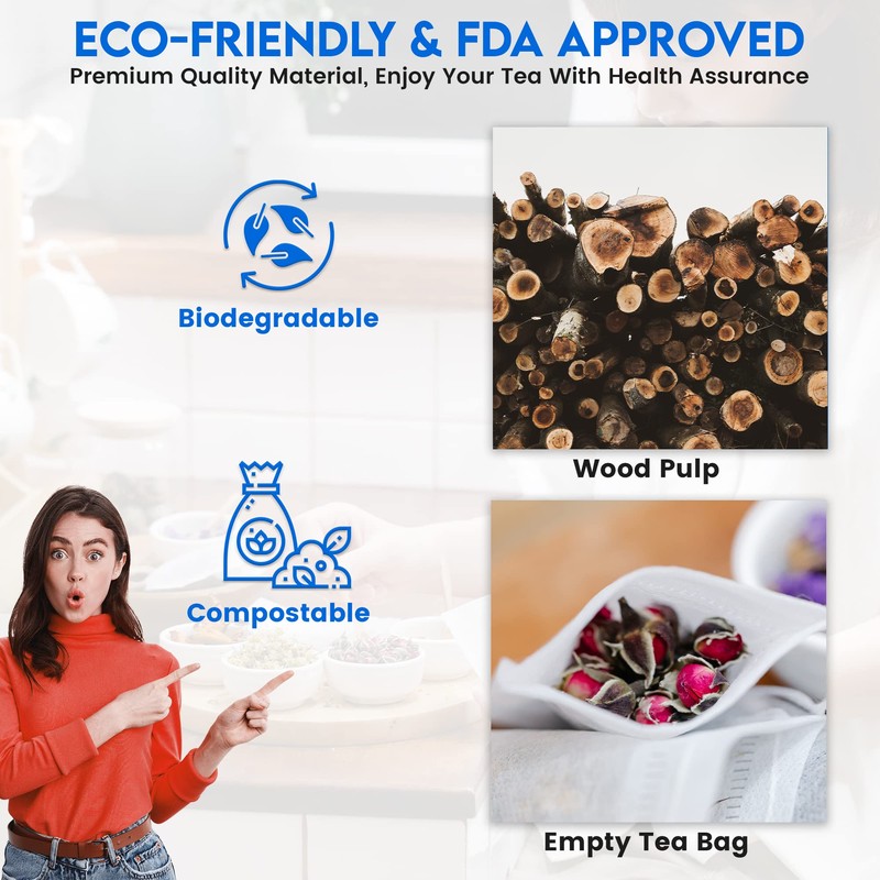 100 Empty Tea Bags 2.5” x 2.75” White Compostable, These