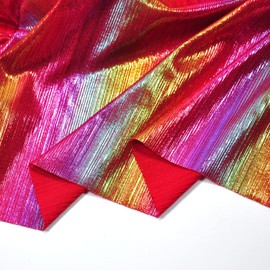 Yutone Shining Iridescent Hologram Laser Fabric Knit Crepe 58inch Wide for Cloth Craft Upholstery by The Yard (36inch red) 1 Yard