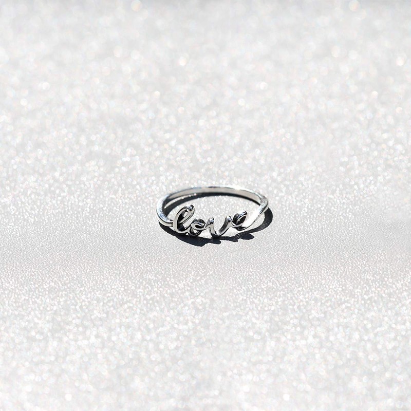 Boma Jewelry Sterling Silver Love Script Ring, Size 7