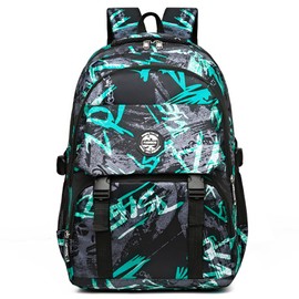 Korean Version Backpack Junior High School Student Schoolbag Camouflage Travel Rucksack Large Capacity Computer Bag Nylon Elementary School Bags (Green)