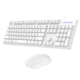 Odpaltoy 104 Keys Gaming Keyboard and Mouse,Wired Full Size Keyboard,Wired Kids Computer Keyboard,Compatible with Windows,macOS,Value Combo Set (White Keyboard and Mouse)