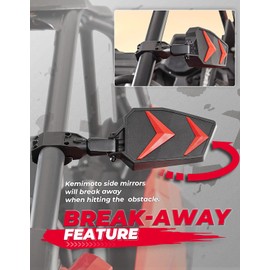 KEMIMOTO UTV Side View Mirrors Fits 1.75-2" Roll Bar Compatible with Polaris RZR 800 900 1000 XP Turbo Pioneer Rhino Mule Teryx Black Orange Blue Red Inserts, Adjustable Aluminum Clamp