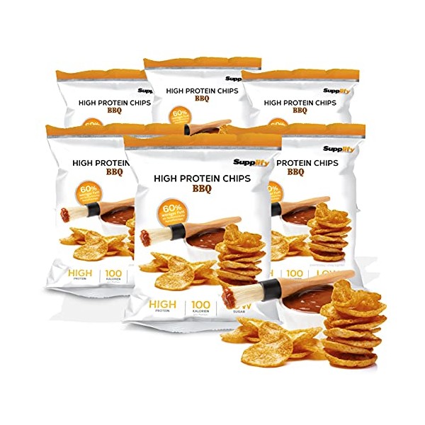 Supplify 24x50g High Protein-Chips vegan mit BBQ Geschmack - Low