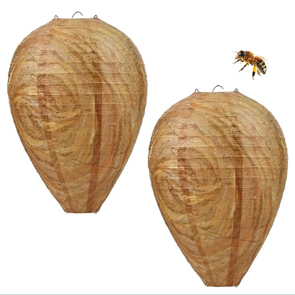 Cfcyhla 2 Stück Wespennest Attrappe,Hornissennest Attrappe Aufhängen Falsches Wespennest Biene