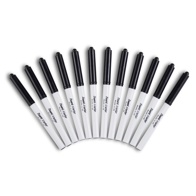 Idea Office 12 Black Whiteboard Marker Pens, Fine Tip, Low