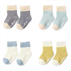 Key Entrance Socks for Babies, Children, Breathable, Soft, Present, Spring, Summer, Autumn, Winter, Boys and Girls, Set of 4 Pairs, a