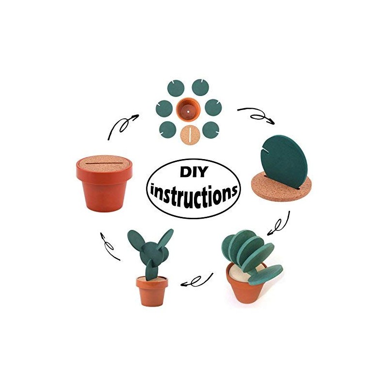 Drhob Flee 6-Piece Green Coaster Set with Flower Pot Shaped