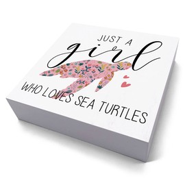 HTBIG Turtle Wood Plaque - Funny Wall Art for Women, Turtle Gifts for Girls Room, Rustic Desk Decor