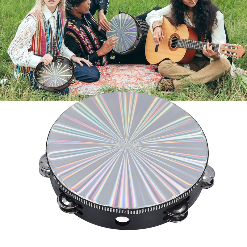 Radiant Tambourine Reflective Clear Crisp Sound Double Row Bell Drum