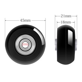 Rhinocats Casters, Suitcase Casters, Diameter 1.8 inches (45 mm) x Width 0.7 inches (18 mm), Silent Series, Replacement Tires, Replacement Wheels, Suitcases, Wheel Repair, Casters, Replacements, DIY, Repair, Replacements, Set of 4