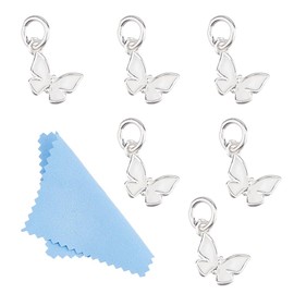 DICOSMETIC 6Pcs 925 Sterling Silver Butterfly Charms Tiny Butterfly Necklaces Charms Butterfly Pendant Charms Cute Jewelry Charms for Necklace Bracelet Jewelry Making, Hole: 4mm