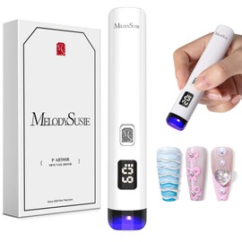 Melodysusie Handheld UV Light for Gel Nails, ART01R Cordless Gel X Nail Lamp Rechargeable with LCD Display, Eye-Protective Cover Flash Cure Nail Dryer for Rhinestone Glue Decoration DIY at Home White