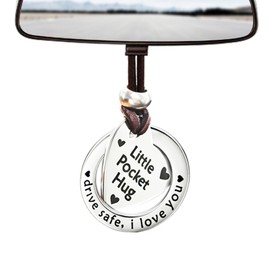 YYDESN Drive Safe I Love You Rearview Mirror Hanging Ornament, Little Pocket Hug Heart Car Charm Gift for Boyfriend Girlfriend Husband Wife, New Driver Safe Driving Reminder, Romantic Car Accessory