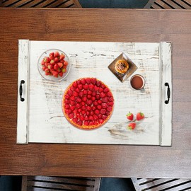 RustyVioum Wood Stove, 21.65 * 30.31in‎ Stove Top Cover W/Handles Noodle Board Stove Cover Cutting Board for Electric & Gas Stove Cover, White