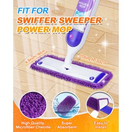 3 Pack Reusable Power Mop Pads Compatible with Swiffer Power Mop, MyKEEPOW Power mop Refills Pads for Floor Cleaning (Green+Blue+Purple)