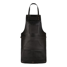 TANNER lONDON Full Grain Leather Apron for Butcher, Barber, Woodwork, Cook, BBQ, Blacksmith (Black)