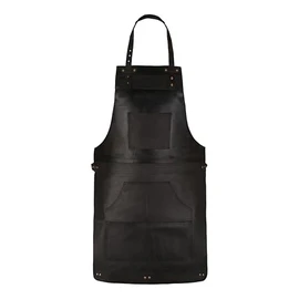TANNER lONDON Full Grain Leather Apron for Butcher, Barber, Woodwork, Cook, BBQ, Blacksmith (Black)
