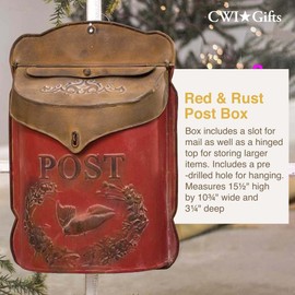 CWI Gifts Vintage Rusted Post Box - Mailbox Wall Mount - Functional Mailbox for Kids and Adults - Indoor/Outdoor Mailboxes & Accessories - 15. 5" H x 10. 75" W x 3. 25 D
