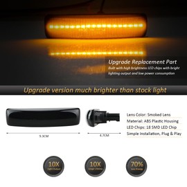D-Lumina Sequential LED Side Marker Lights Turn Signal Lamp Smoked Lens for for Range Rover Sport L320, LR3 LR4 Discovery 3/4 L319, LR2 Freelander 2 L359, Front Fender Side Marker Light, Pack of 2
