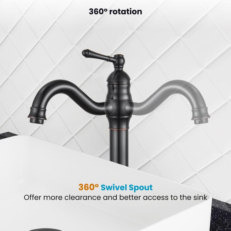 gotonovo Single Handle Vessel Sink Faucet 360° Swivel Bathroom Faucet