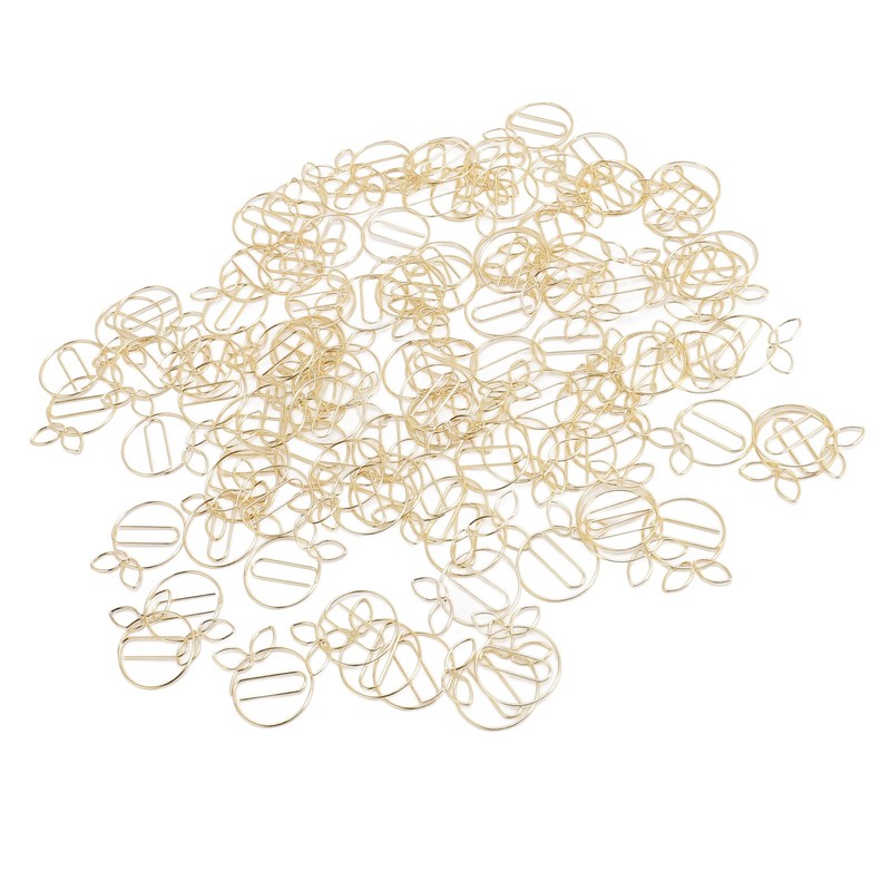 100Pcs Gold Paper Clips Cute Shape Stainless Steel Multifunction Metal