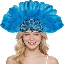 Delivery Within 3 Days, Women's Carnival Feather Headband for Party Feather Head Decorationcolor: Gjwts-yx-green, size: Standard