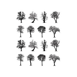 Captive Decals Trees 16 pcs 0.75 Inch Black Fused Glass Decals