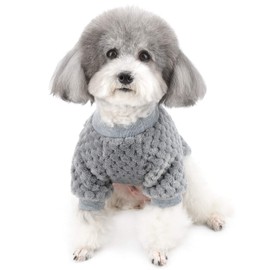 Zunea Kleiner Hundepullover Welpenpullover Mantel Winter Warm Fleece Pullover für Hunde Junge Mädchen Super Weiche Haustierkleidung Bekleidung Chihuahua Katze Outwear für kaltes Wetter Grau L