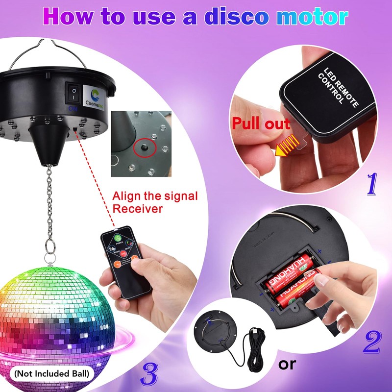 Rotating Disco Ball Motor,Light Up Disco Ball Spinner,6-12RPM Adjustable Spend