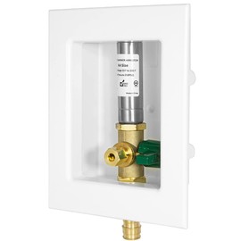EFIELD Pex Ice Maker Outlet Box, 1/2-Inch Pex F1960 Expansion Fitting Connection with Installed 1/4-Turn Ball Valve, White, Stainless Steel Arrestor,(IM013)