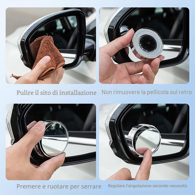 Smaoqingji Specchio Angolo Cieco Regolabile - Confezione da 2, Argento,