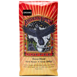 Raven’s Brew Coffee Ground House Blend – Dark Roast – Breakfast Coffee Bliss – Delicious as Espresso – 12oz Bag