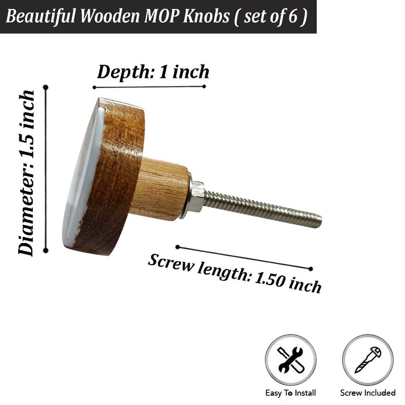 Perilla Home Set of 6 Wooden Knobs Decorative Knobs for