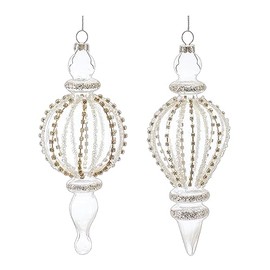 Melrose International Jeweled Glass Finial Drop Ornament (Set of 6)