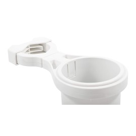 Camco Large Clamp Mounted Cup Holder-Provides a Secure Location for Your Beverage-Mountable for Up to 2-Inch Rail-White (53083)