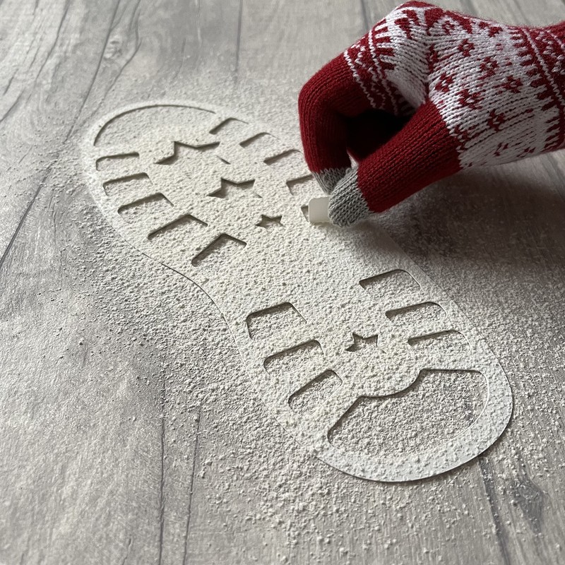 2 Pack Santa Footprint Stencils - Durable Reusable Plastic for