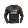 WDIRARA Men's Distressed American Flag Graphic Henley T-Shirts Long Sleeve