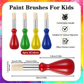 Jeffdad 4PCS Toddler Paint Brushes, Chubby Paint Brushes for Kids, Washable Easy Grip Paintbrushes Preschool Kids Paint Brush for Toddlers 1-3 for Watercolor Painting Art Supplies Craft Projects