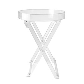 Designstyles Acrylic Folding Tray Table – Modern Chic Accent Desk - Kitchen and Bar Serving Table - Elegant Clear Design (Round Tray Table)
