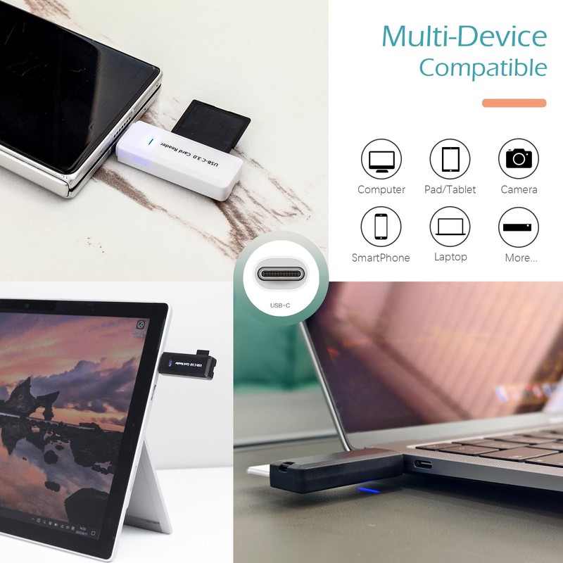 Micro SD Card Reader, 5Gbps 2-in-1 USB C Memory Card