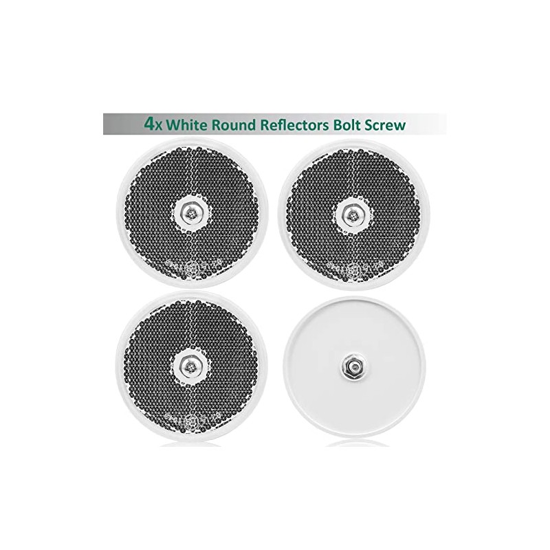 DARKGUARD 4 x Round Reflectors White Diameter 60 mm Approved,