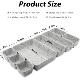 Svitzoot 8 Stück Schubladen Ordnungssystem Filz Organizer Schubladen Organizer Set Wohnzimmer Badezimmer Büro Organisation Aufbewahrungsboxen Grau