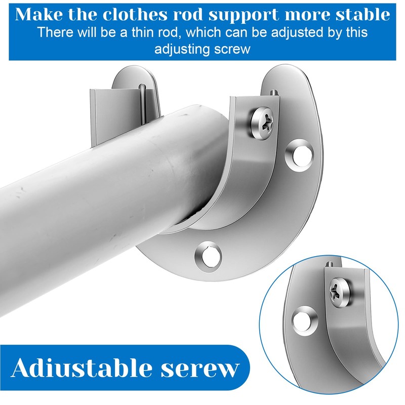24 Pack Stainless Steel Closet Rod Brackets, U-Shaped Heavy Duty
