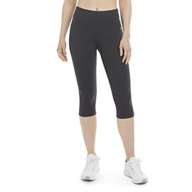 Energy Zone Women's Cotton Stretch High Waist Crop Legging, Charcoal Heather, Small