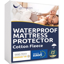 Sleepzen - Waterproof Mattress Protector 80 x 160 cm - Certified Oeko-TEX® - Surface 100% Cotton Fleece - Protective Polyurethane Membrane - Anti-Bacterial, Anti-Mite - 15 Year Warranty