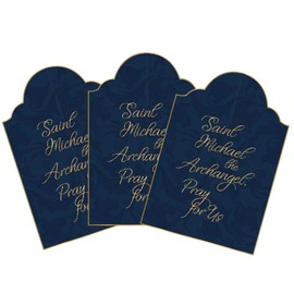 Needzo Religious Tri-folding Greeting Cards with Envelopes, Saint Michael the Archangel Triptych Card for any Occasion, 9.5 x 7 Inches, Pack of 3