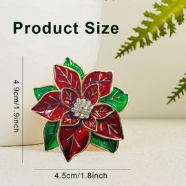 Christmas Brooches, Red Christmas Poinsettia Brooch, Christmas Crystal Poinsettia Pins, Xmas Christmas Jewelry Gift Decoration